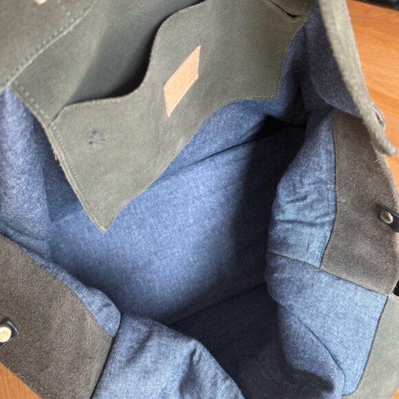 - Clare V. Simple Stripe Suede ToteCLARE V. Olive Army Green - Picture 11 of 11